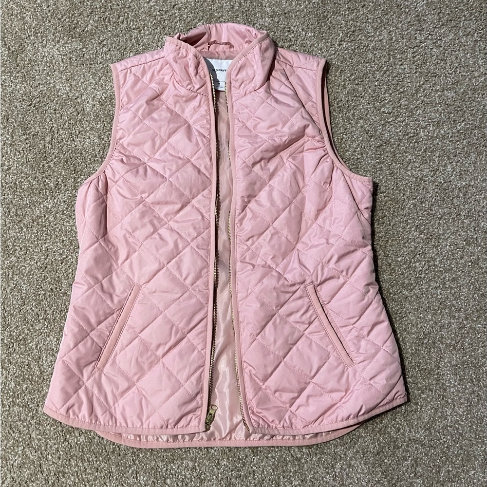Women’s Pink Puffer Zip Up Vest